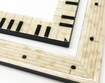 Piano Keys Picture Frames Clef Pattern Musical Lacquer Wood Funky Eclectic Black Cream Music Notes Gift 4x6 5x7 8x10 11x14 16x20