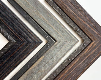 Rustic Picture Frames Rusty Metal Iron Barnwood Distressed Reclaimed Brown Grey Black Gift 4x6 5x7 8x10 11x14 16x20 18x24 24x30 WOOD FRAME