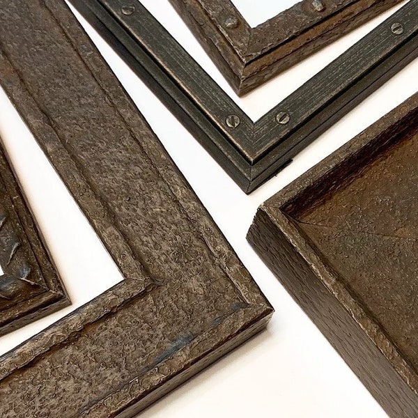 Industrial Rustic Steel Grommet Weathered Picture Frames Antiqued Distressed Farmhouse Nails Rope Rusty 4x6 5x7 8x10 11x14 16x20 18x24 Gift