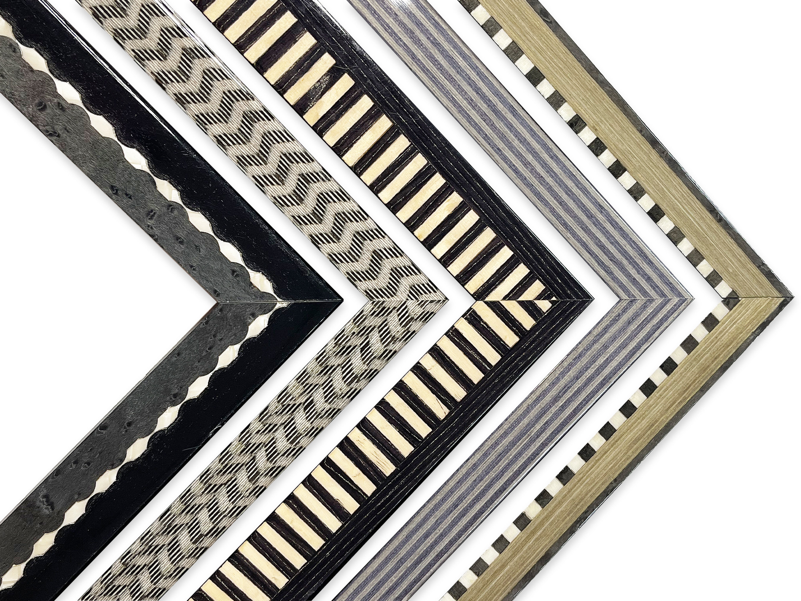 Patterned Inlaid Picture Frames Black Gray White Burl Wood Funky ...