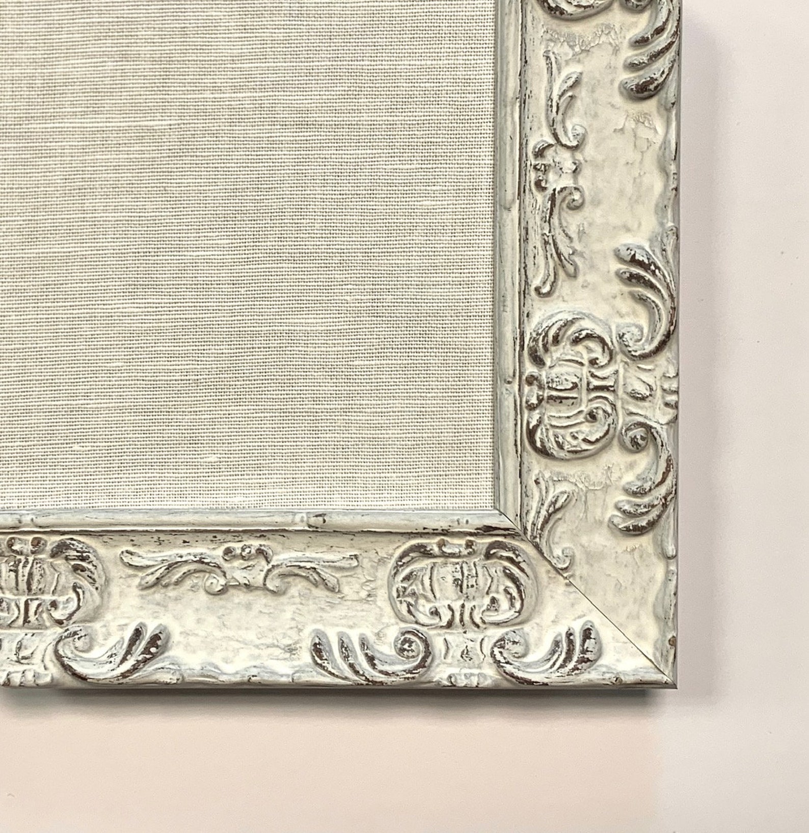 Framed Bulletin Board With Soft White Linen Fabric on Cork Etsy