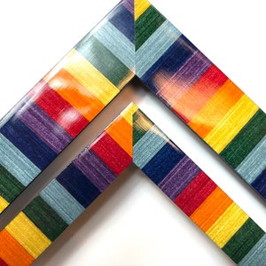 Rainbow Picture Frames Striped Laquer Pride Decor Child Artwork LGBTQ Funky Eclectic Maximalist Home Decor Gift 4x6 5x7 8x10 11x14 16x20