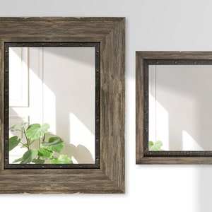 Industrial Mirror Rustic Steel Custom Picture Frame Iron Weathered Rusty Steampunk Statement Piece Home Decor WOOD FRAME Funky Unique