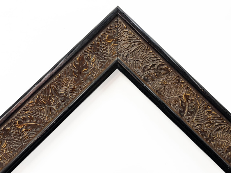 Tiki Tropical Picture Frames Jungle Leaves Brown Wood Embossed Boho Vintage Unique Photo Display Gift 4x6 5x7 8x10 11x14 16x20 18x24
