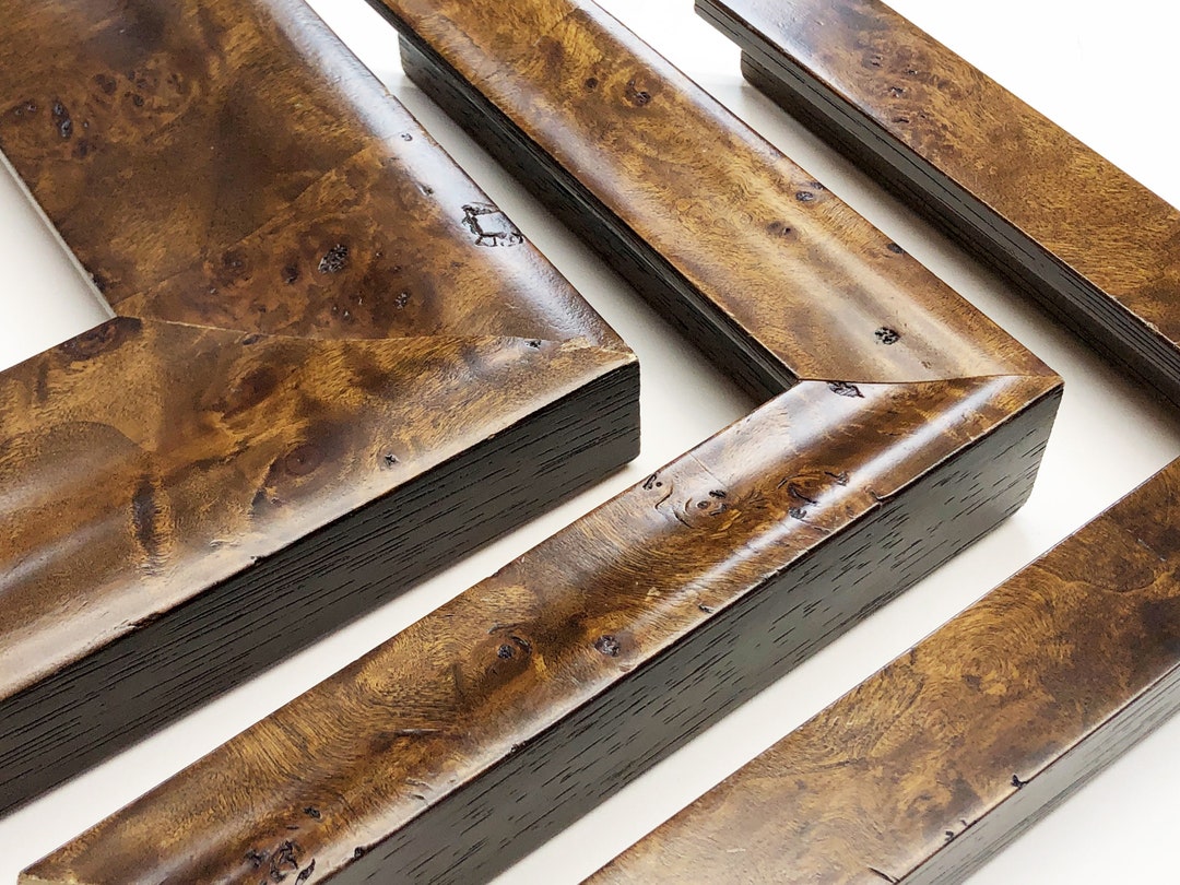 Caramel Burl Wood Picture Frame Rich Brown Traditional Eclectic Boho Organic Custom Gift Diploma