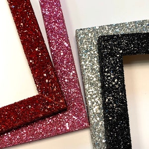 Sparkly Glitter Picture Frame Contemporary Funky Eclectic Maximalist Modern Girls Room Red Pink Black Silver Unique 4x6 5x7 8x10 11x14 16x20