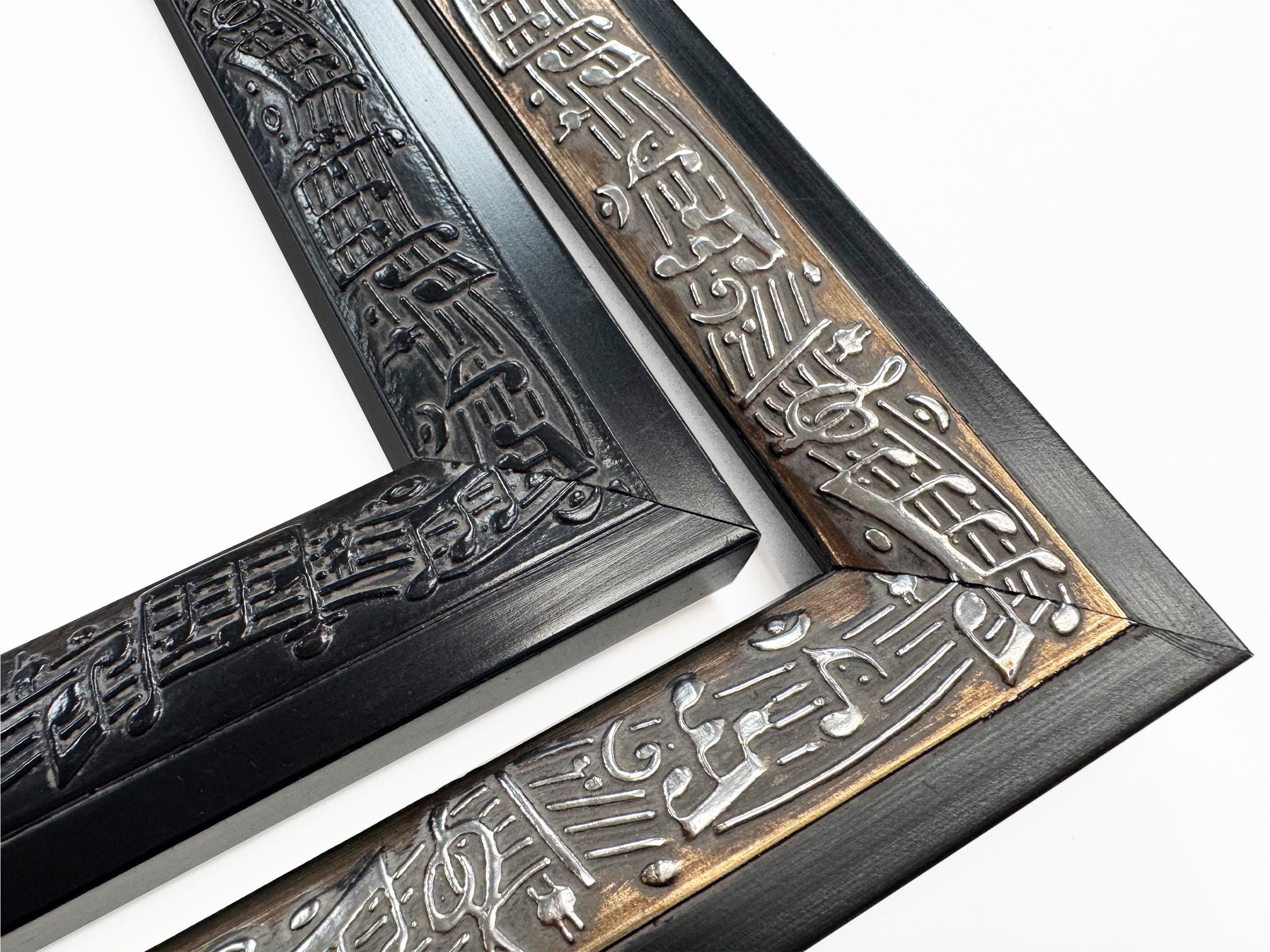 Music Note Picture Frames Silver Black Eclectic Unique Photo Display Metallic Wood Gift Wall Decor Musical 4x6 5x7 8x10 11x14 16x20 18x24