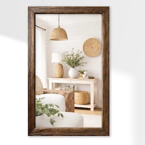 Farmhouse Mirror Rustic Barnwood Reclaimed Driftwood Brown Black Gray Custom Size Wall Decor Vanity WOOD FRAME 16x20 18x24 20x24 24x30 24x36