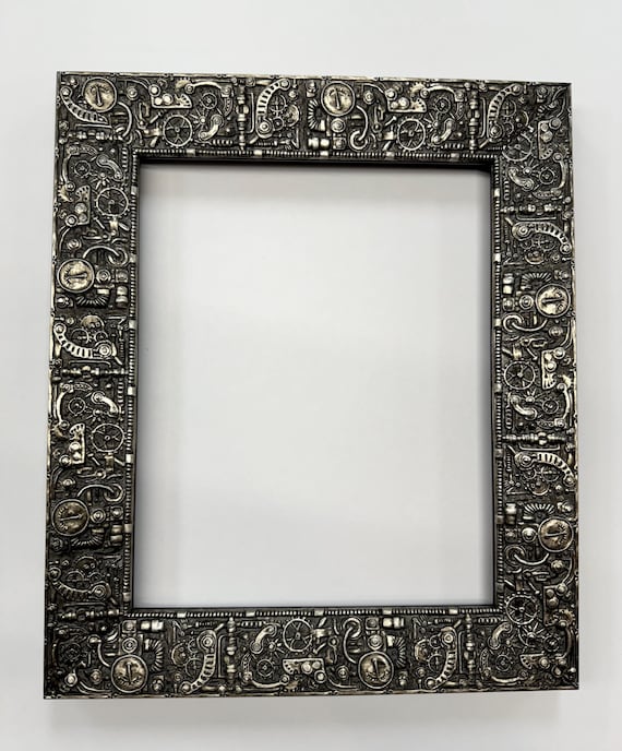 Steampunk Industrial Gears Mechanic Steel Picture Frame Goth 4x6