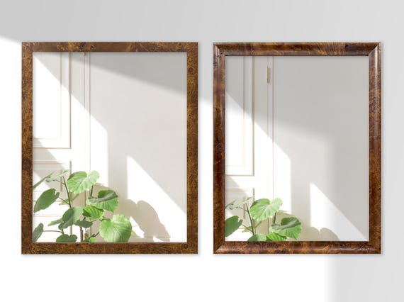 Caramel Burl Mirror Rich Brown Traditional Custom Picture Frame  Statement Piece Home Decor Classic Decor Wall Mirror Bathroom Custom Sizes