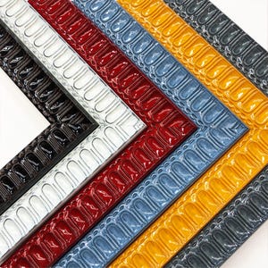 Lacquer Scoop Picture Frames Colorful Glossy Eclectic Red Yellow Blue Gray Black White Photo Display Gift 4x6 5x7 8x10 11x14 16x20 18x24