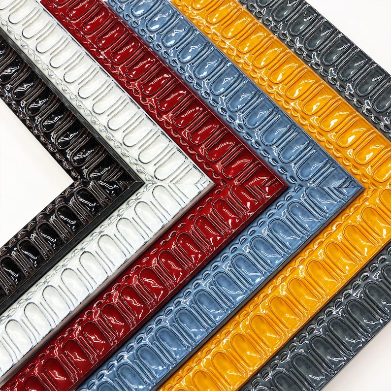 Lacquer Scoop Picture Frames Colorful Glossy Eclectic Red Yellow Blue Gray Black White Photo Display Gift 4x6 5x7 8x10 11x14 16x20 18x24