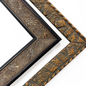 Tiki Tropical Picture Frames Jungle Leaves Brown Wood Embossed Boho Vintage Unique Photo Display Gift 4x6 5x7 8x10 11x14 16x20 18x24