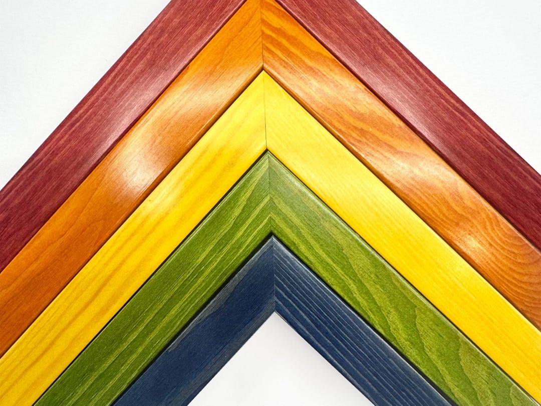 Colorful Stained Wood Picture Frames Veneer Red Orange Yellow Green ...