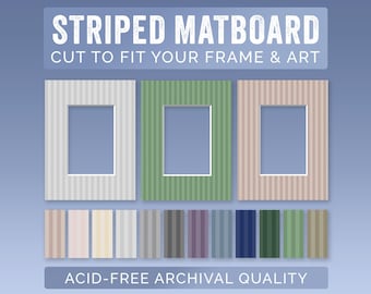 Striped Mat Boards for Picture Frames | Neutral Color Patterns | Custom Opening | Acid-Free Archival Quality | Cut to fit your frame!