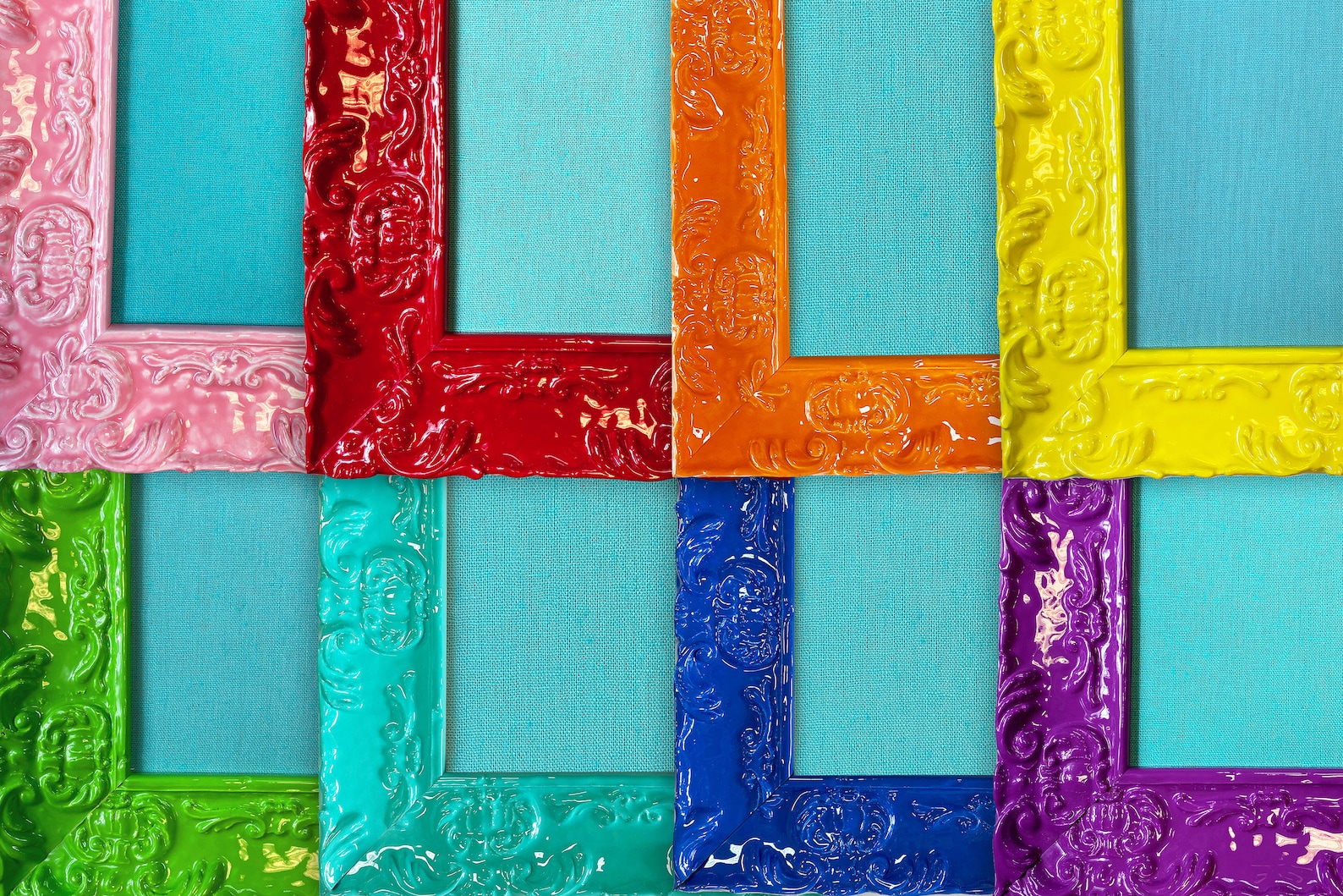 Funky Framed Bulletin Board Victorian Glossy Ornate Maximalist Lacquer