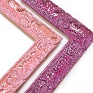 Victorian Picture Frames Pink Purple Glossy Lacquer Ornate Funky Eclectic Baby Shower Nursery Custom Gift 4x6 5x7 8x10 11x14 16x20 18x24