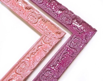Victorian Picture Frames Pink Purple Glossy Lacquer Ornate Funky Eclectic Baby Shower Nursery Custom Gift 4x6 5x7 8x10 11x14 16x20 18x24