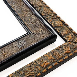 Tiki Tropical Picture Frames Jungle Leaves Brown Wood Embossed Boho Vintage Unique Photo Display Gift 4x6 5x7 8x10 11x14 16x20 18x24