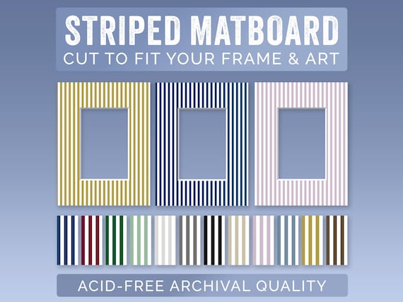 Striped Mat Boards for Picture Frames | Neutral Color Patterns | Custom Opening | Acid-Free Archival Quality | Cut to fit your frame!