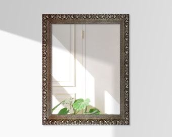 Ornate Framed Mirror Vintage French Country Silver Gold Black White Antique Shabby Chic Farmhouse Custom Picture Frame Home Decor Unique