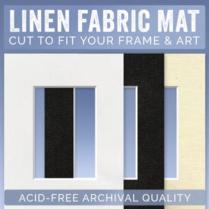 Linen Fabric Mat Board for Picture Frame | Custom Sizes | Beveled Edge | Acid-Free Archival Quality | Cut to fit your frame & art!
