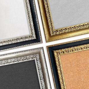 Vintage Style Bulletin Boards Corkboard Fabric Framed Picture Frame Gold Silver Eclectic Funky Home Decor Memo Pin Display Office Teacher