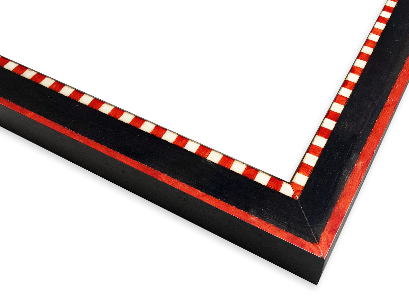 Inlaid Wood Picture Frames Patterned Color Burl Funky Eclectic Mid-Century Modern Checker Black White Orange Purple 4x6 5x7 8x10 11x14 16x20 - 10 x 10, Black White & Red