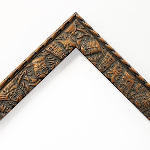 Tiki Tropical Picture Frames Jungle Leaves Brown Wood Embossed Boho Vintage Unique Photo Display Gift 4x6 5x7 8x10 11x14 16x20 18x24