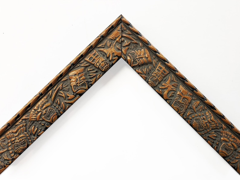 Tiki Tropical Picture Frames Jungle Leaves Brown Wood Embossed Boho Vintage Unique Photo Display Gift 4x6 5x7 8x10 11x14 16x20 18x24