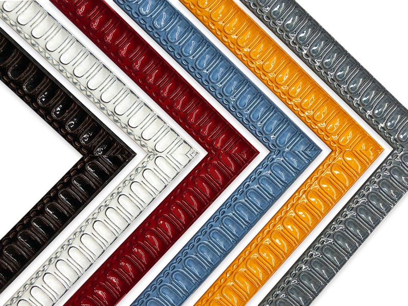 Lacquer Scoop Picture Frames Colorful Glossy Eclectic Red Yellow Blue Gray Black White Photo Display Gift 4x6 5x7 8x10 11x14 16x20 18x24