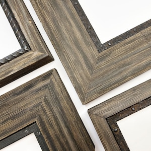 Rustic Picture Frame Industrial Distressed Barnwood Steel Rusty Grommet Nail Rivet Wood Custom Steampunk 4x6 5x7 8x10 9x12 11x14 16x20 24x30