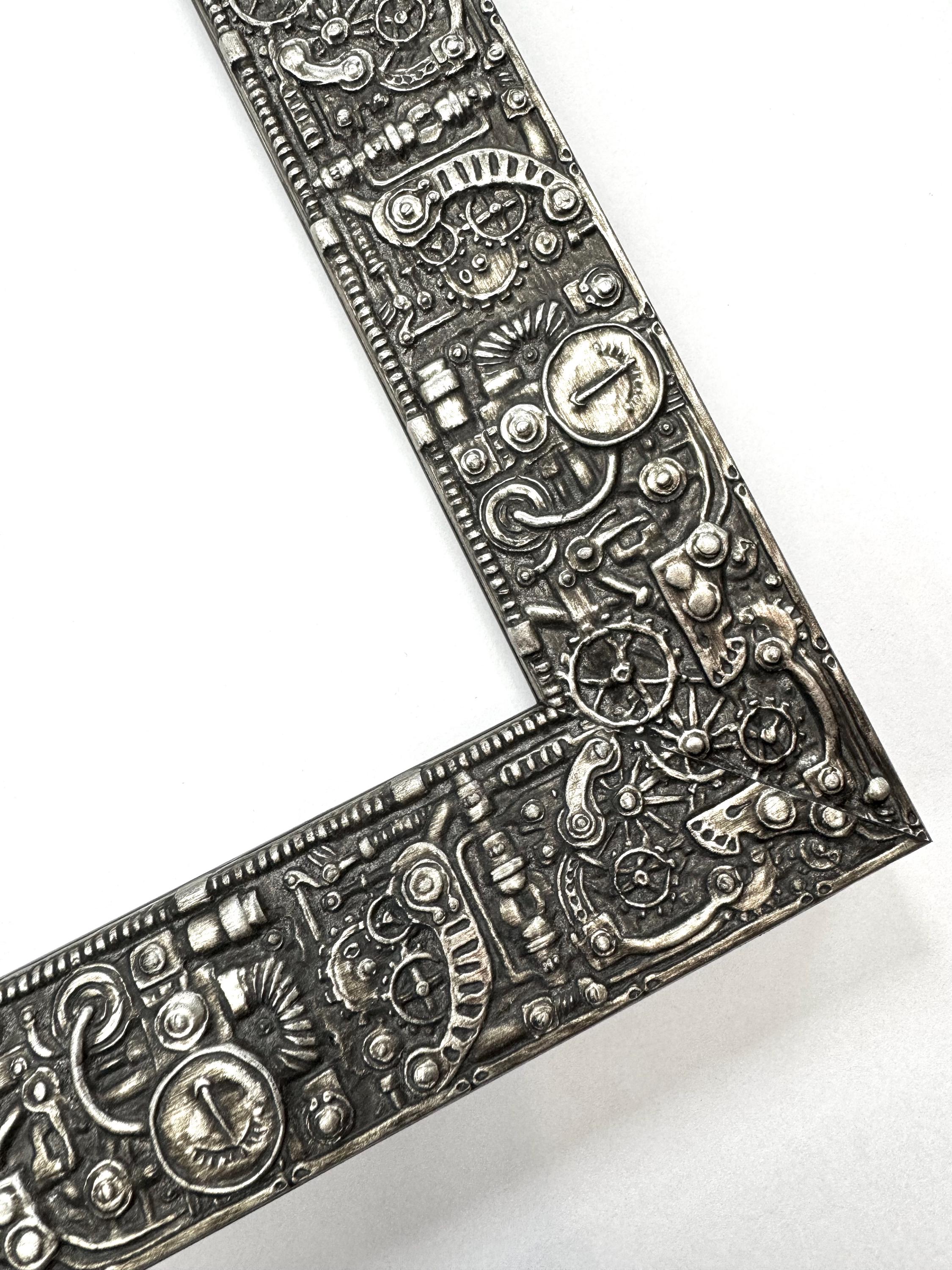 Steampunk Industrial Gears Mechanic Steel Picture Frame Goth 4x6