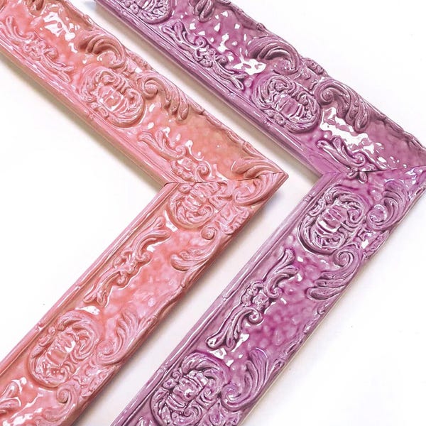 Victorian Picture Frames Pink Purple Glossy Lacquer Ornate Funky Eclectic Baby Shower Nursery Custom Gift 4x6 5x7 8x10 11x14 16x20 18x24