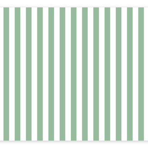 May include: A rectangular placemat with rounded corners features a vertical stripe pattern. The stripes alternate between a soft green and white. The placemat is designed for dining and kitchen use.