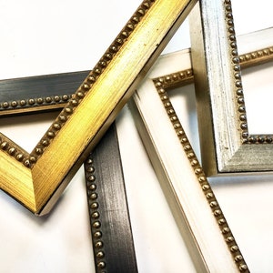 Beaded Picture Frames Vintage Style Distressed Gold Silver White Black Classic Elegant Wedding Anniversary Gift 4x6 5x7 8x10 11x14 16x20