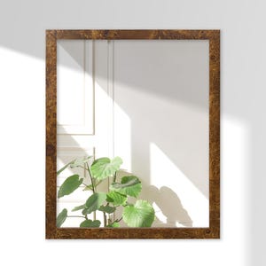 Caramel Burl Mirror Rich Brown Traditional Custom Picture Frame  Statement Piece Home Decor Classic Decor Wall Mirror Bathroom Custom Sizes