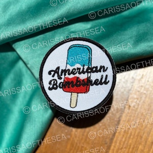 American Bombshell Iron-On Patch | Memorial Day Patch | Fourth of July Patch | Patriotic Embroidery | Popsicle Patch | Patch for Trucker Hat