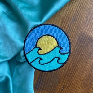 Sun & Sea Iron-On Patch | Trendy Patches | Embroidered Patch |Hook Loop Patch|Summer Aesthetic| Trendy Embroidery |