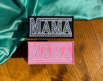 Mama Checkered Pink or Black Patch| Trucker Hat Patches | Summertime Patches | Gift for Mom | Trendy Patches | Trucker Hat Bar Stock