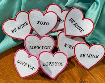 Valentine's Day Heart Iron-on Patches | Be Mine Patch | XOXO Patch | Gift for Her or Him | Love You Patch | Cute Heart Patches |Couples Gift