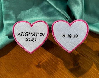 Custom Anniversary Date Valentine's Day Heart Iron-on Patches | Gift for Her or Him | Love You Patch | Cute Heart Patches |Couples Gift