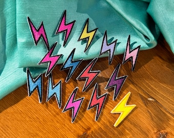 Lightning Bolt Iron-on Patch | Mini Patches | Colorful Lightning Bolt Patch | Trendy Iron-on Patches