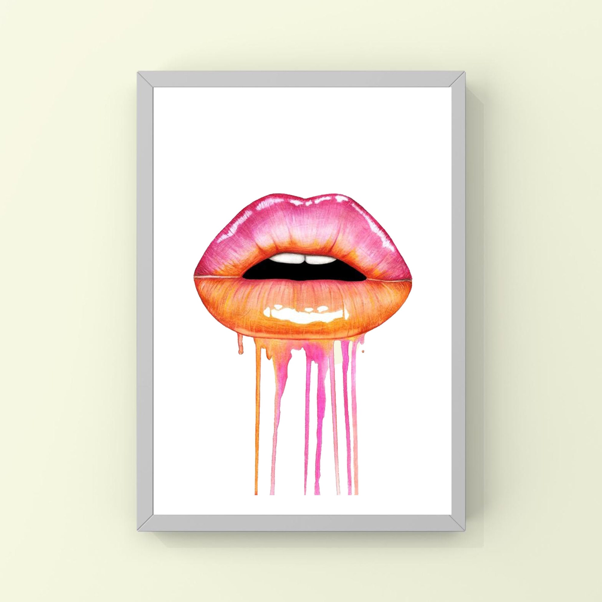Lips Print Wall Art Design For Adult Fashion Wall Art Lips Etsy