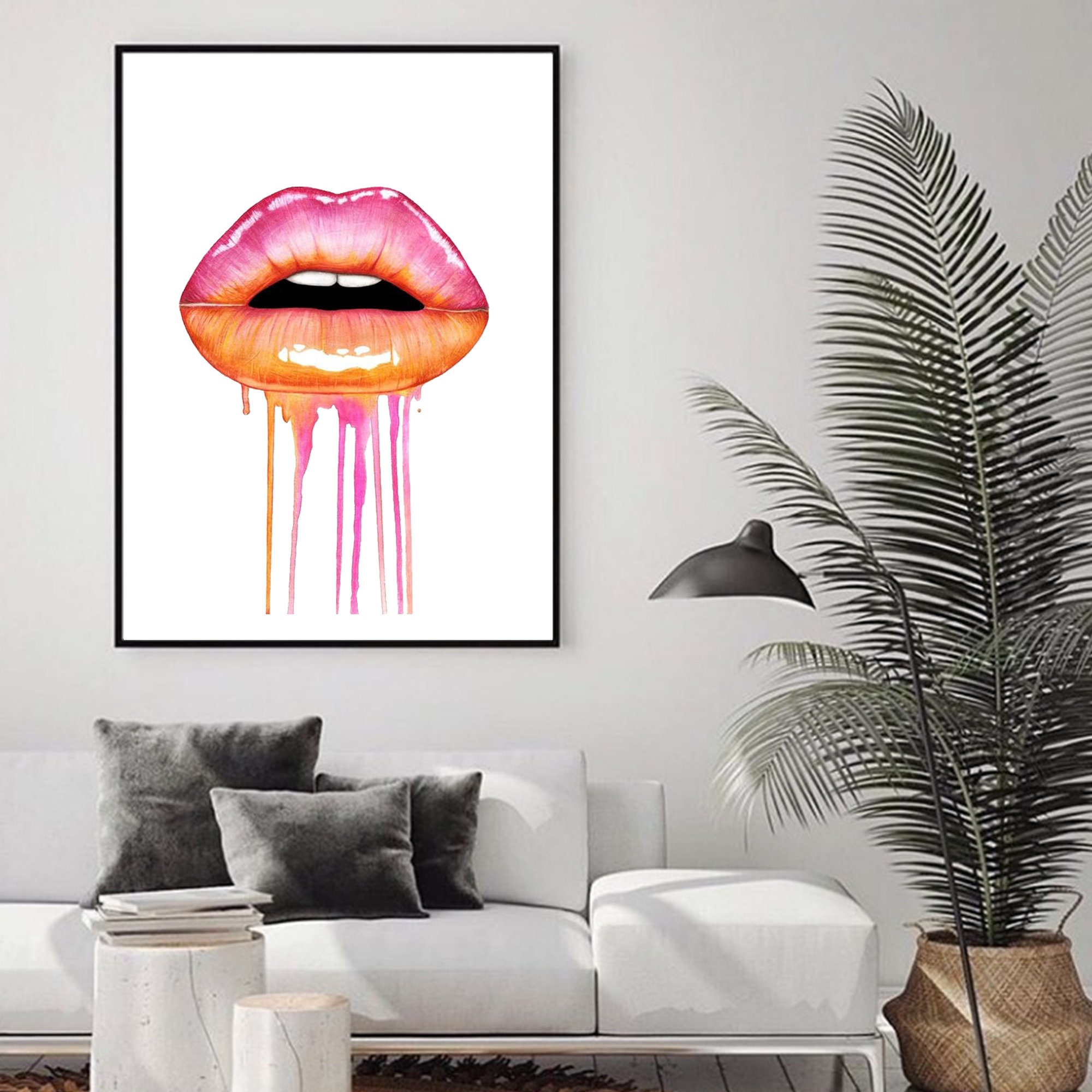 Lips Print Wall Art Design For Adult Fashion Wall Art Lips Etsy