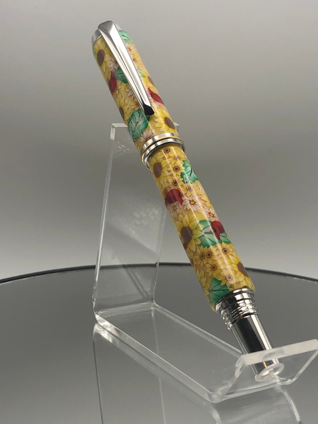 Rollerball Pen With Millefiori Patterns and Sunflowers With Etsy