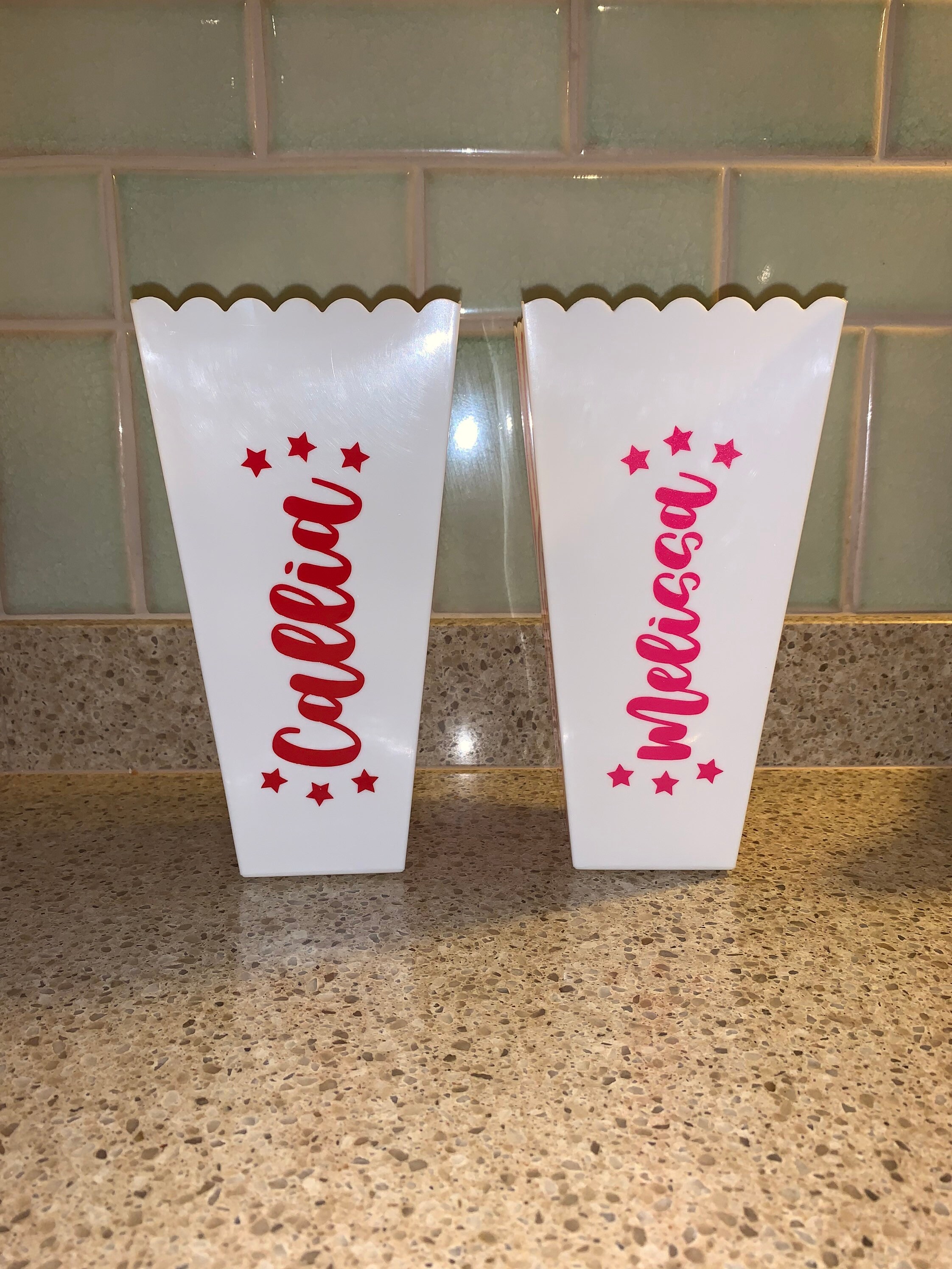 Customised reusable popcorn holder personalised with vinyl Etsy