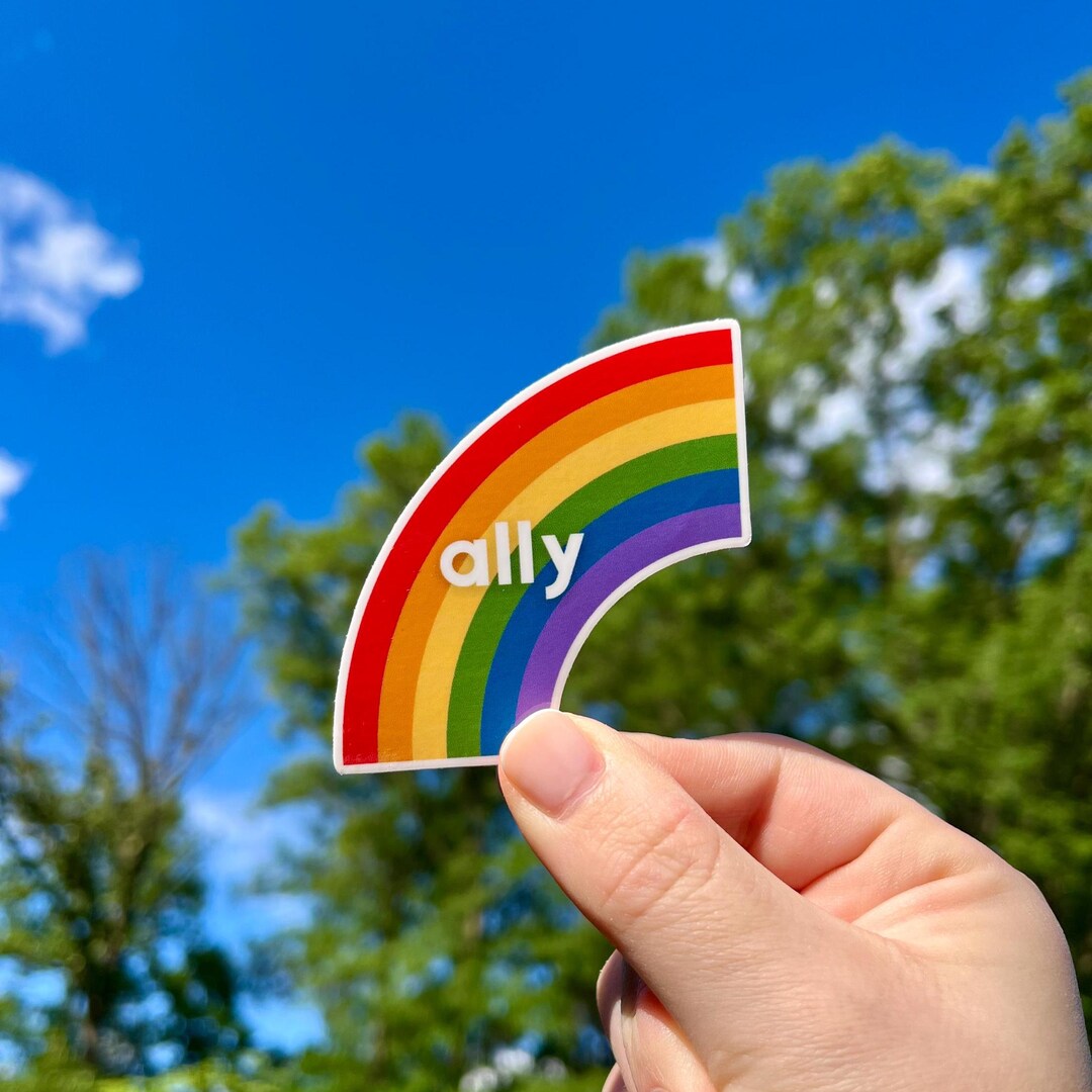 Rainbow Ally Vinyl Sticker: LGBTQ+ Inclusive Decal - Etsy