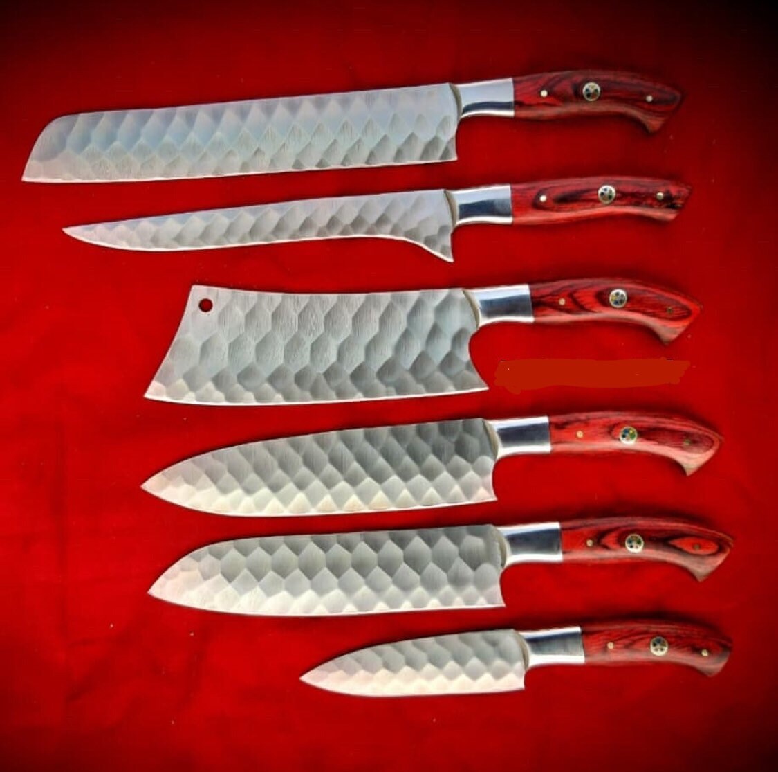 Bbq Chef Knife Set With Mark Blades And Leather Roll Etsy