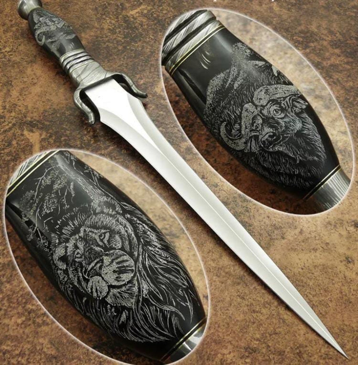 Scrimshaw Custom Handmade D2 steel Needle Point knife camping Etsy